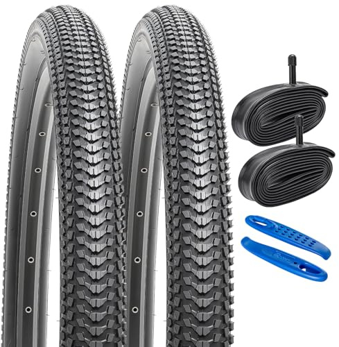 YunSCM 2PCS Foldable 26 inch Bike Tyres 26x2.10 Tyres 54-559 Compatible with 26x2.0 26x2.1 26x2.125 MTB Bikes Bicycle Tires