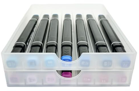 FASTRYF Desk Drawer Organizer, Pen Holder Tray Pen Storage with Fountain Pen, Pencil, Marker, Crayon, Chalk, Nail Art Tools for Office, Craft Room - 2pack