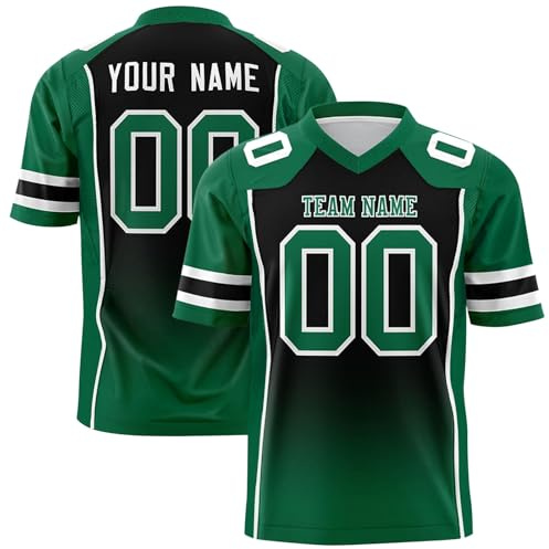 Football Shirt Mens Oversized T-Shirt Top, Personalised American Football Jersey with Team Name Number, Sports T Shirt Quick Dry Top Breathable Short Sleeve Shirt for Men/Women/Kids/Youth, S-7XL