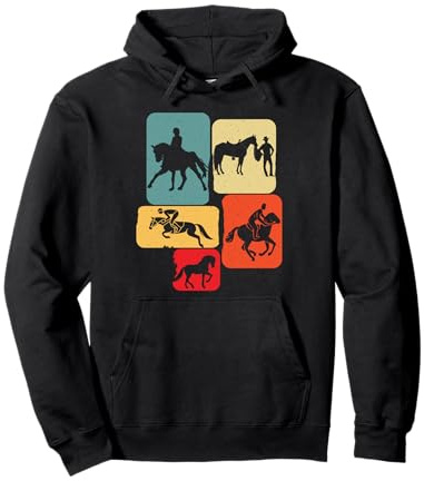 équitation Cheval Chevaux Chevalier Fille garçon ritro Sweat à Capuche