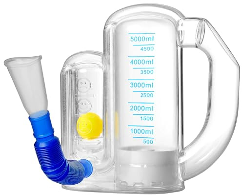 Pulox Lungentrainer BE-5000 - Respiratore con indicatore di flusso sferico e volume di misurazione di 5000 ml