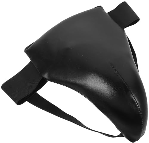 OSOLADY Protector de Ingle Portátil Negro Tamaño S para Artes Marciales, Protector de Entrepierna de PU Transpirable Interior de Alta Densidad para Taekwondo, Boxeo y Karate