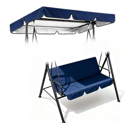 ENGTICUENU Repuesto para Cojín Balancín Funda De Repuesto para Columpio De Jardín, Impermeable, Universal Toldo Balancin Jardin 2 3 Plazas(Blue,75x52in-190x132cm)