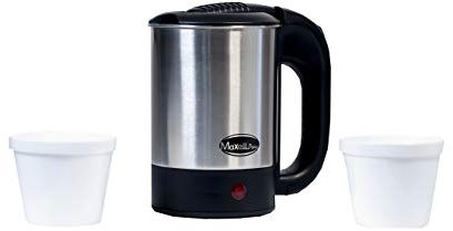 HERVIDOR DE AGUA ELECTRICO 0,5L ACERO INOXIDABLE 1000W DE POTENCIA 2 VASOS INCLUIDOS HERVIDORA ACERO 17X11 cm