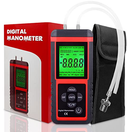 Ehdis Digital Manometer Luftdruck-Messgerät mit 32-Bit MCU 24-BitADC mit hoher Genauigkeit 12 Einheiten Speichern oder Halten