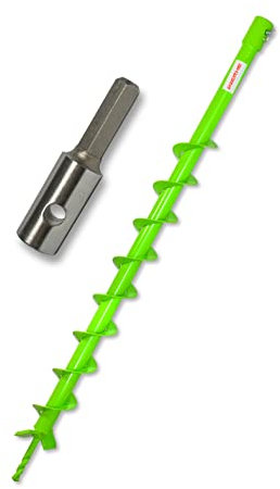 WERHE Profi Bohrer für Erdbohrer 60 mm Pfahlbohrer Brunnenbohrer präzise Bohrspitze Spiral eco Farbe mit Hex Adapter