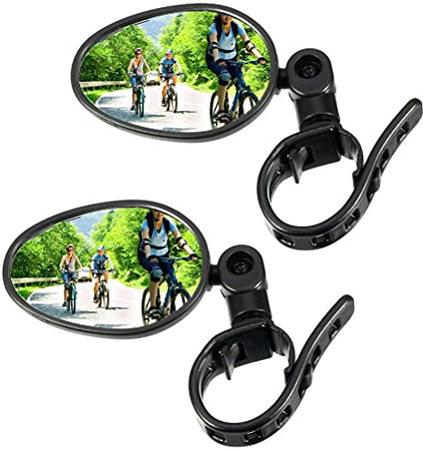 Tumnea Cyklingsspegel cykling backspegel 360° roterande spegel spegel justerbar styre spegel ridning platt oval backspegel för cykel vägcykel – 2 stycken