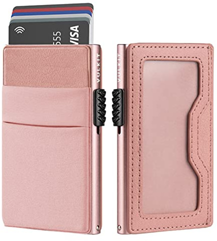 VULKIT Credit Card Holder with EDC Pockets & ID Window RFID Blocking Pop Up Card Wallet Slim Metal Wallet