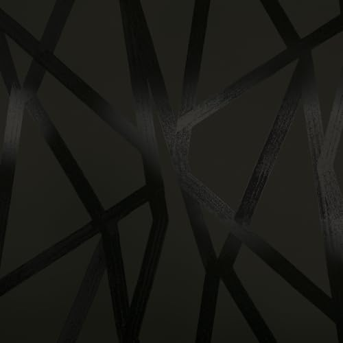 Tempaper x Genevieve Gorder Metallic Black Intersections Removable Peel and Stick Wallpaper, 20.5 in X 16.5 ft, Made in The USA