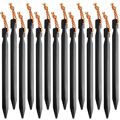 20 Stück Zeltheringe Heringe Camping 18cm Zeltheringe aus Aluminiumlegierung Rhombus Bodennägel mit Reflektierendem Kordelzug für Befestigung von Zelten und Himmelsvorhängen