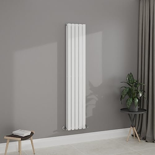 WarmeHaus White 1800x340mm Vertical Designer Column Radiator Double Rectangular Flat Panel Tall Central Heating Radiators