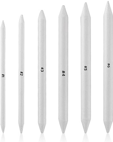 6 Stück Blending Stumps Tortillions, doppelseitige Kunstmischstifte, Wischstäbchen, Papierkunstmischer, Stümpfe und Tortillon, Zeichenzubehör für Skizzen, Zeichnen, Malen, Studenten, Künstler, weiß