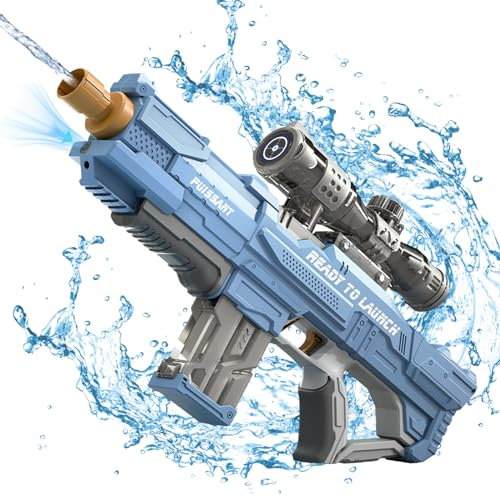 Wasserpistole Elektrisch, Elektrische Wasserpistole mit Wasseraufnahme, 550ml Hohe KapazitäT Reichweite 10 Meter Hochdruck Automatische Wasserspritzpistole für Erwachsene und Kinder Sommerspielzeug