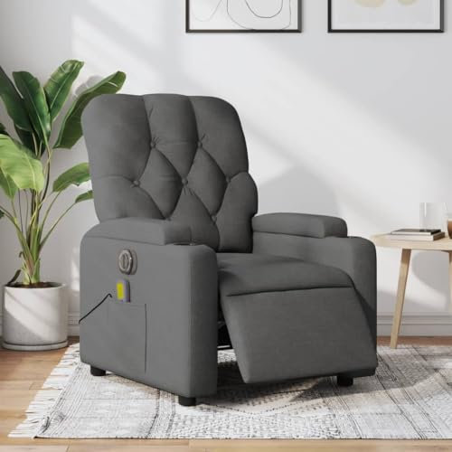 Gecheer Poltrona,Massaggiante,Elettrica,Relax,Reclinabile,da TV,da Saotto,in Tessuto,Grigio Scuro,con Poggiapiedi,74x86,5x93,5 cm,Poltrona Reclinabile,Relax,Poltrona da TV,Poltrona per Anziani