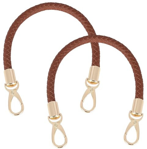 TNSLAND 2 Piezas 40cm Correa Bolso de Cuero Correa para Bolso de Mango de Cuero, DIY Asas para Bolsos Crochet de Cuero Correa para Bolso, Asas de Bolsos de Transporte con MosquetóN de Oro