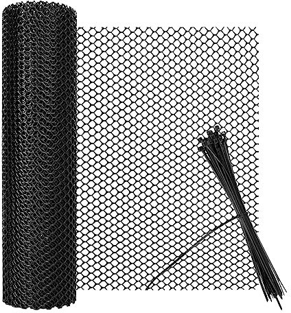 Chicken Wire Mesh Roll Plastic Mesh Fencing 8mm Hole Garden Fencing Mesh Fence Netting Poultry Breeding Netting Temporary Fencing for Yard Garden Balcony (Black, 40cm×5m)