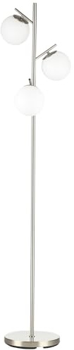 HOMCOM Lampada da Terra Moderna con 3 Punti Luce, Lampada a Piantana in Metallo e Vetro, Ø27x169cm, Argento
