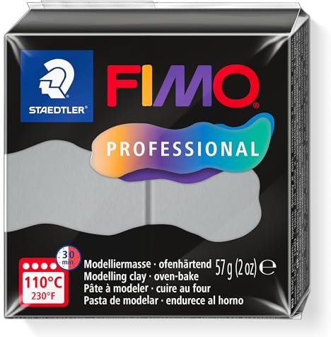STAEDTLER FIMO professional 8040 ofenhärtende Modelliermasse, speziell für Profis und Künstler, Einzelprodukt delfingrau, 8040-80