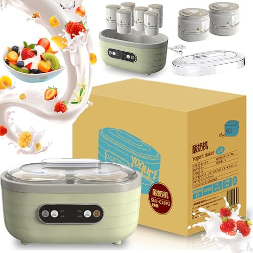Yogurt Maker Kit With Led Display And Timer, 1.75l Fermenter Yogurt Maker Machine With 2 Large And 6 Small Cups, Constant Temperature Heating&adjustable Time Rice Wine Fermentation Machine