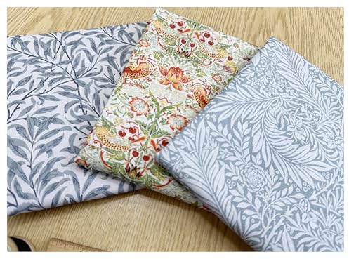 Fat Quarter tygpaket – William Morris silvergrå – fågel blommigt tryck hantverk tygmaterial material