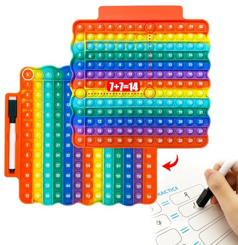 Zamety Juguetes Popit Fidget, Juguete Popper, Popet Multiplicación y Suma de Números, Popper de Dos Caras con Tarjetas de matemáticas y bolígrafos borrables, Juguete Autismo