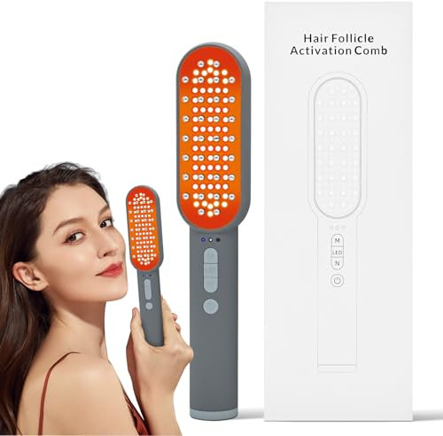 Spazzola Led Capelli Ricrescita,Terapia con Luce Rossa Quadrupla, Tre Lunghezze d'onda di 630 nm,850 nm e 460 nm,Massaggio del cuoio Capelluto e Stimolazione RF,Caduta dei Capelli per Uomini e donne.