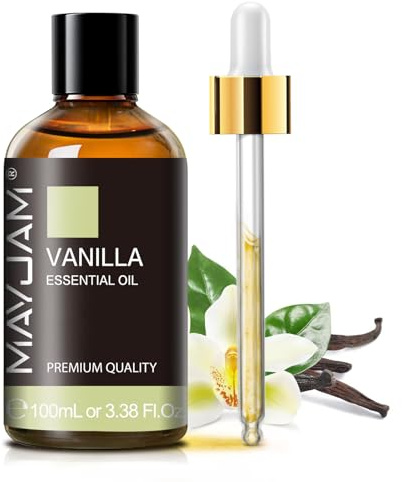 Huiles Essentielles Vanille 100ml, MAYJAM Huile De Vanille 100% Pure, IdéAl Pour L'AromathéRapie Aroma Diffuseur Huile Parfumée Massage