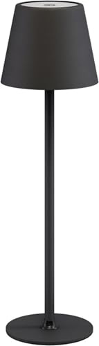 goobay Lámpara de mesa LED inalámbrica (37 cm), regulable con control táctil, 170 lm, luz cálida 3000 K, batería hasta 20 h, IP44 resistente al agua, carcasa metálica, con cable USB-C – negro, 77673