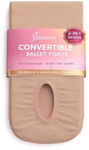 Dancina Women Convertible Dance Tights S/M Suntan