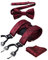 HISDERN rot Hosenträger und Fliege Set für Herren Einstecktuch Y Style hosenträger Punkten mit 6 Starken Clips Einstellbar für Anzug