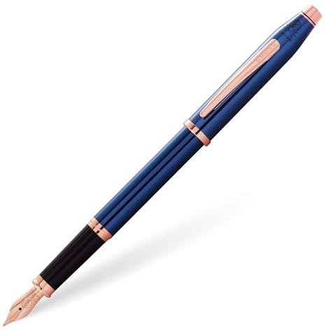 Cross Century II Füllfederhalter (F-Feder, Schreibfarbe schwarz, inkl. Premium Geschenkverpackung) Transluzent Blaulack/Rosé Gold