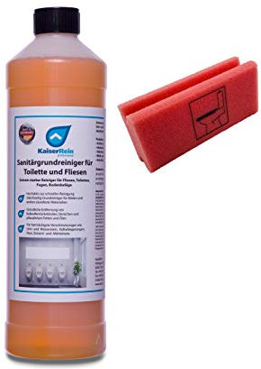 KaiserRein Urinsteinlöser Extra stark Sanitärgrundreiniger I WC Reiniger für Toilette, WC, Boden-Fliesen 1L Konzentrat mit Schwamm