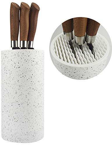 Universal Knife Block Holder, Toosbuc Round Knife Holder Without Knives,Safe & Detachable,Space Saver Knife Storage,Countertop Organizer for Kitchen (White Snowflake Dots)
