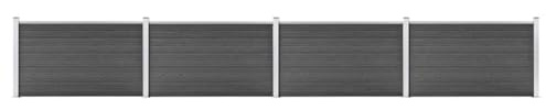 vidaXL Zaunelement Set mit Pfosten Sichtschutz Windschutz Zaun Gartenzaun Lamellenzaun Sichtschutzzaun Windschutzzaun WPC 699x105cm Schwarz
