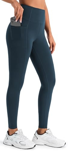 JOYSPELS Womens Fleece Lined Thermal Leggings High Waist Winter Warm Thick Gym Workout Running Yoga Pants for Women with Pockets BlackishGreen S