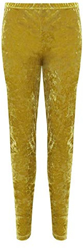 Dam velour sammet krossade leggings dam elastisk midja full längd stretchbyxor, Senap, 42/44 SE