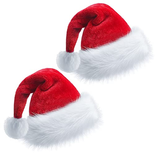 PUHPIG Santa Hat for Adults,Christmas Hat Unisex Women Men Thicken Xmas Holiday Claus Hat for Christmas New Year Festive Party Supplies