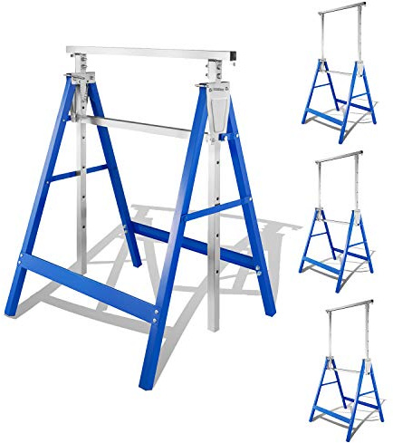 Randaco 4 cavalletti pieghevoli per ponteggio, portata 400 kg, 7 posizioni, altezza regolabile 82-130 cm, cavalletto da lavoro telescopico, cavalletto pieghevole in metallo, cavalletto da lavoro