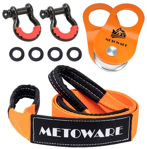 METOWARE Offroad Recovery Kit, 10 Ton Heavy Duty Winch Snatch Block