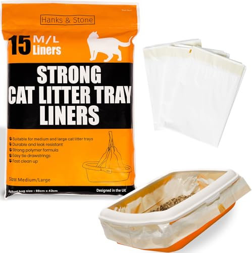 15 Strong Cat Litter Tray Liners For Medium and Large Trays Scratch Resistant Bags With Drawstrings