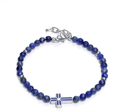 Viceroy Fashion Pulsera Niño Kids 14112P01013 - Acero, Cruz Azul, 17+2 CM