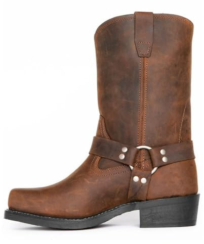 ticticlily Hommes Bottes PU Cuir Équitation Casual Vintage Broderie Bout carré Western Cowboy Biker Bottes