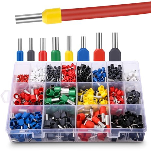 LEAZZLE Lot de 1200 embouts de câble, comprend des embouts de câble simples de 0,3 à 16 mm² et 0,5 à 6 mm² et des embouts de câble doubles de 0,5 à 6 mm² pour produits électroniques DIY