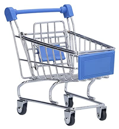 TYCIONG Mini Shopping Cart, Miniature Shopping Cart for Children, Blue, Iron
