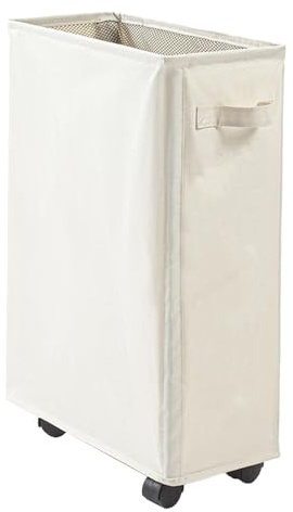 Cesta de lavandería plegable, cesta plegable delgada, cesta de lavandería con ruedas, contenedor independiente de 42 L, cubo de esquina estrecha, almacenamiento de ropa sucia, cesta de lavandería