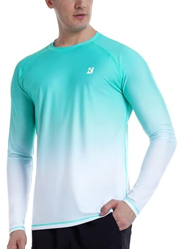 Roadbox Men's UPF 50+ Swim Rash Guard Vest, Long Sleeve UV Sun Protection SPF Shirts, Quick Dry Watersports Base Layer Tops for Diving Beach Surfing Hiking