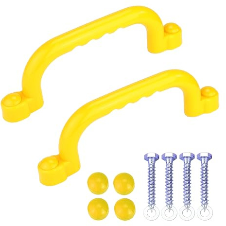 Anschütz 2er Set Handgriffe für Spielturm – Robuster HDPE Kunststoff – Witterungsbeständig – Inkl. Schrauben (GELB)