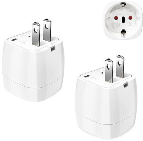 2 Pièces Adaptateur Prise USA, Adaptateur Voyage Accessoires, Adaptateur Prise Japon, EU vers Prise de Type A, Adaptateur de Voyage pour USA, Japon, Chine, Thaïlande, Canada