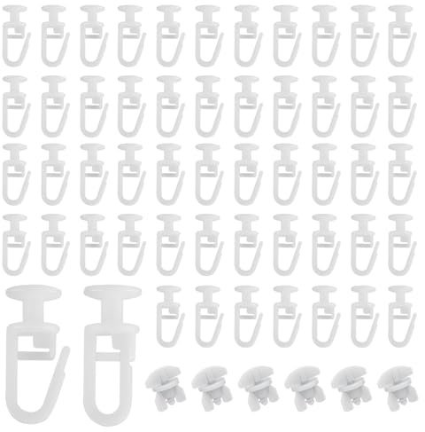Cbofeixg 120 Pcs Ganchos Deslizantes para Cortinas, 11mm Ganchos de Cortinas, Deslizadores de Cortina Ganchos de Riel para Colgar en Rieles de Cortina & 6 Tapones