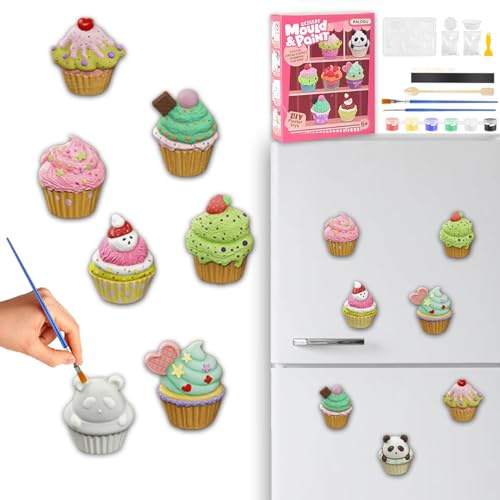 Magnet Frigo Enfant Aimant Kits de Moulage Aimants Figurine a Peindre Magnet Platre pour Peinture Activité Manuelle Bricolage Atelier Creatif DIY Loisirs Cadeau Fille 6 7 8 9 10 Ans Jouet Pâtisseries